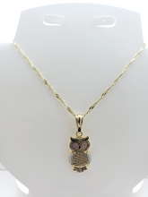 Cargar imagen en el visor de la galería, Tri Color Owl with clear crystals - Rosina Jewlery