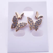 Cargar imagen en el visor de la galería, Dual butterfly with clear crystals