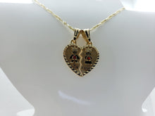 Cargar imagen en el visor de la galería, Boy & Girl heart torn in half with red crystals - Rosina Jewlery