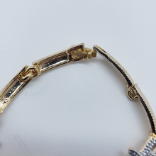 Load image into Gallery viewer, Gold rose design with clear crystals (set)