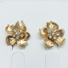 Load image into Gallery viewer, Gold rose design with clear crystals (set)