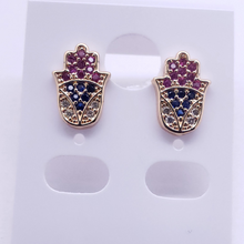 Cargar imagen en el visor de la galería, Tri color crystal Hamsa (v1)