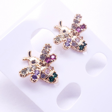 Cargar imagen en el visor de la galería, Flying Ant with multi color crystals (earring)