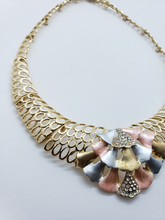 Load image into Gallery viewer, Multi color laminated ribbon with net design and clear crystals