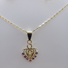 Cargar imagen en el visor de la galería, Infinity sign with Dual hollow heart and pink crystals (set)