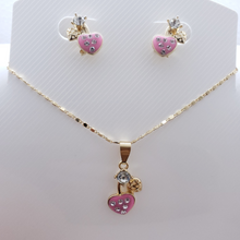 Load image into Gallery viewer, Pink heart with crystals and small hollow heart (set)
