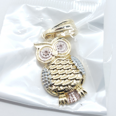 Tri Color Owl with clear crystals - Rosina Jewlery