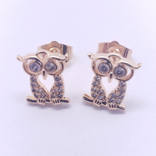 Load image into Gallery viewer, Hollow clear eye Owl with clear crystals
