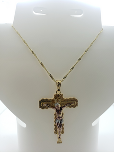 Large tri color Jesus on the cross - Rosina Jewlery