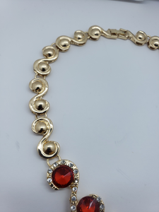 Large red crystal circles surrounded with clear crystals (set)