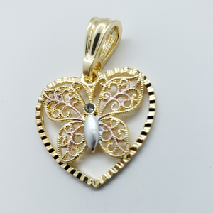 Hollow heart with a tri color hollow butterfly