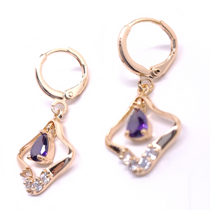 Hollow diamond shaped with hanging purple crystal