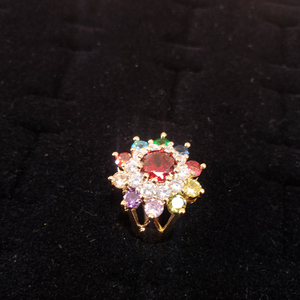 Zirconia blooming flower with multi color crystals large (red)