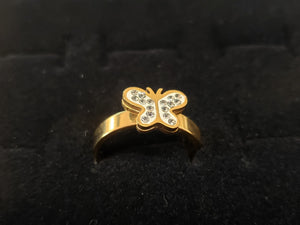 Butterfly ring with clear crystals