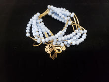 Load image into Gallery viewer, Light blue crystal Bangles with hanging pendants
