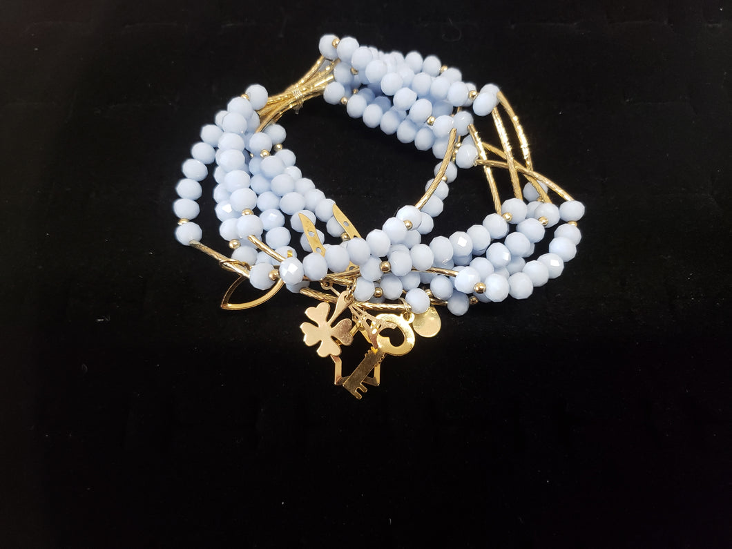 Light blue crystal Bangles with hanging pendants
