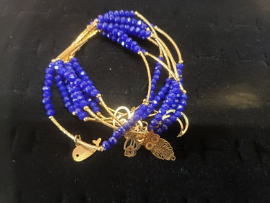 Blue color crystal bangle with hanging pendants