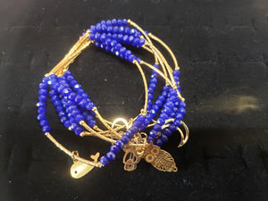 Blue color crystal bangle with hanging pendants