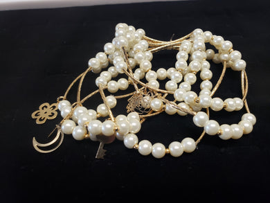 White pearl Bangle with hanging pendants