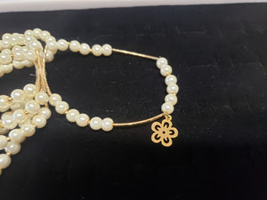 White pearl Bangle with hanging pendants