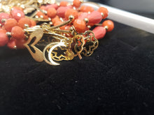 Load image into Gallery viewer, Pink &amp; Orange colored crystal bangles with hanging pendants
