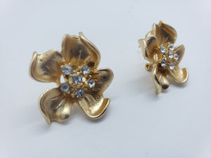 Gold rose design with clear crystals (set)