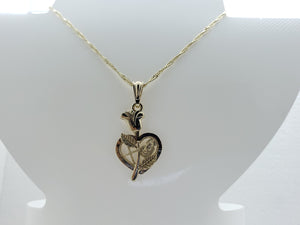 Rose with heart and small religious pendants - Rosina Jewlery