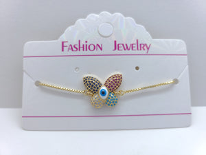 Butterfly with a Blue Evil Turkish Eye - four colors (bracelet)