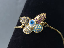 Load image into Gallery viewer, Butterfly with a Blue Evil Turkish Eye - four colors (bracelet)
