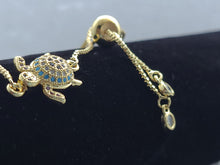 Load image into Gallery viewer, Swimming Turtle with crystals - four colors (bracelet)
