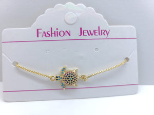 Swimming Turtle with crystals - four colors - v2 (bracelet)