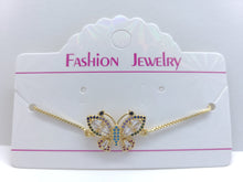 Load image into Gallery viewer, Hollow tipped Butterfly with blue and clear crystals (bracelet)
