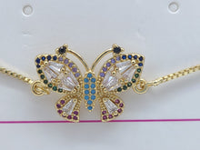 Load image into Gallery viewer, Hollow tipped Butterfly with blue and clear crystals (bracelet)
