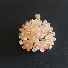 Load image into Gallery viewer, Pink rose covered pendant with crystsals
