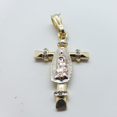 Our lady of Guadalupe on a cross with clear crystals