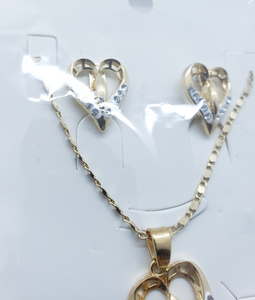 Hollow white heart with clear crystals (set)