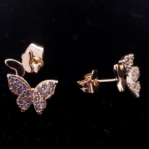 Dual butterfly with clear crystals