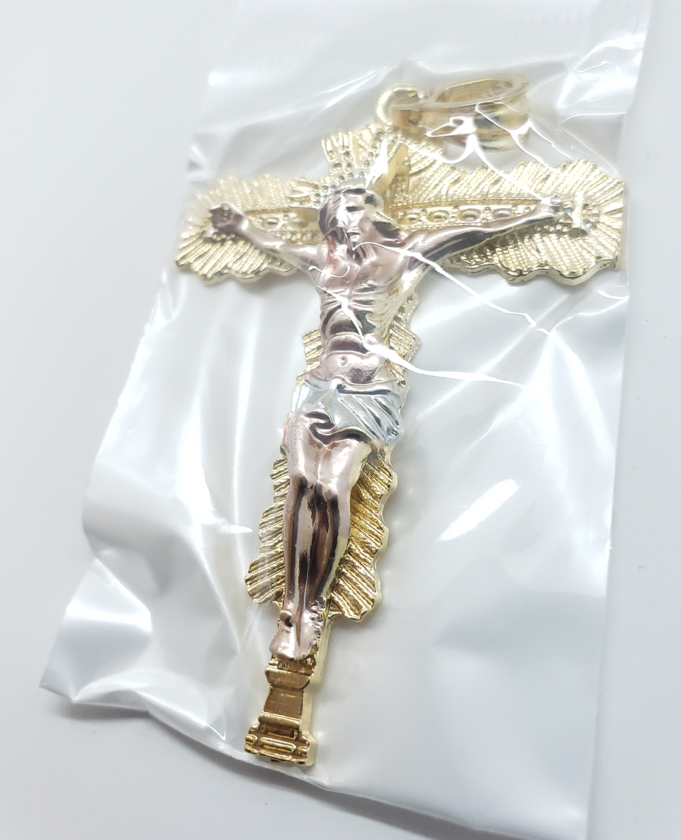 Large tri color Jesus on the cross – Rosina Jewlery