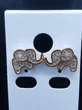 Load image into Gallery viewer, Small laminated elephant with clear crystals
