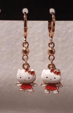 Small red kitty earrings