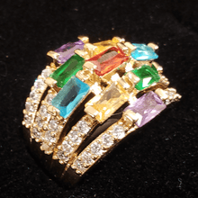 Cargar imagen en el visor de la galería, Zirconia multi color crystals five loop ring
