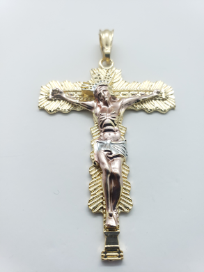 Large tri color Jesus on the cross - Rosina Jewlery