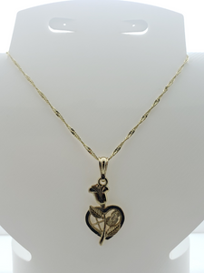 Rose with heart and small religious pendants - Rosina Jewlery