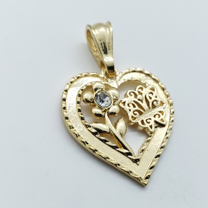 Hollow heart with a flower and clear crystal