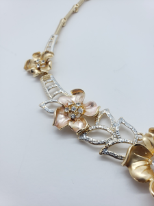 Gold rose design with clear crystals (set)