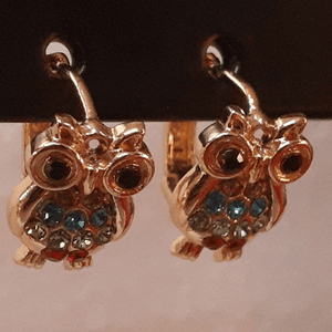 Small owl with multi colored crystals