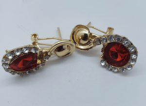 Large red crystal circles surrounded with clear crystals (set)