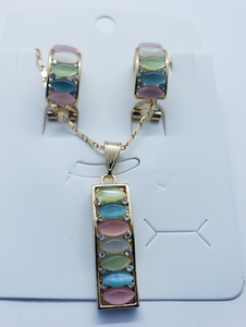 Multi color crystal row with crystals (set)