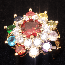 Load image into Gallery viewer, Zirconia blooming flower with multi color crystals large (red)
