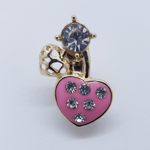 Pink heart with crystals and small hollow heart (set)